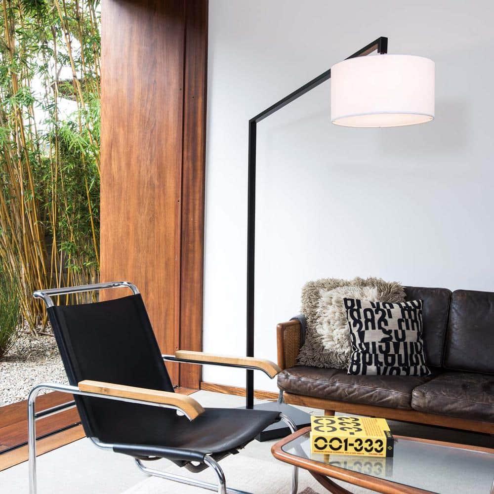 Stretch Chairside Arc Floor Lamp - Matte Black 75" Height