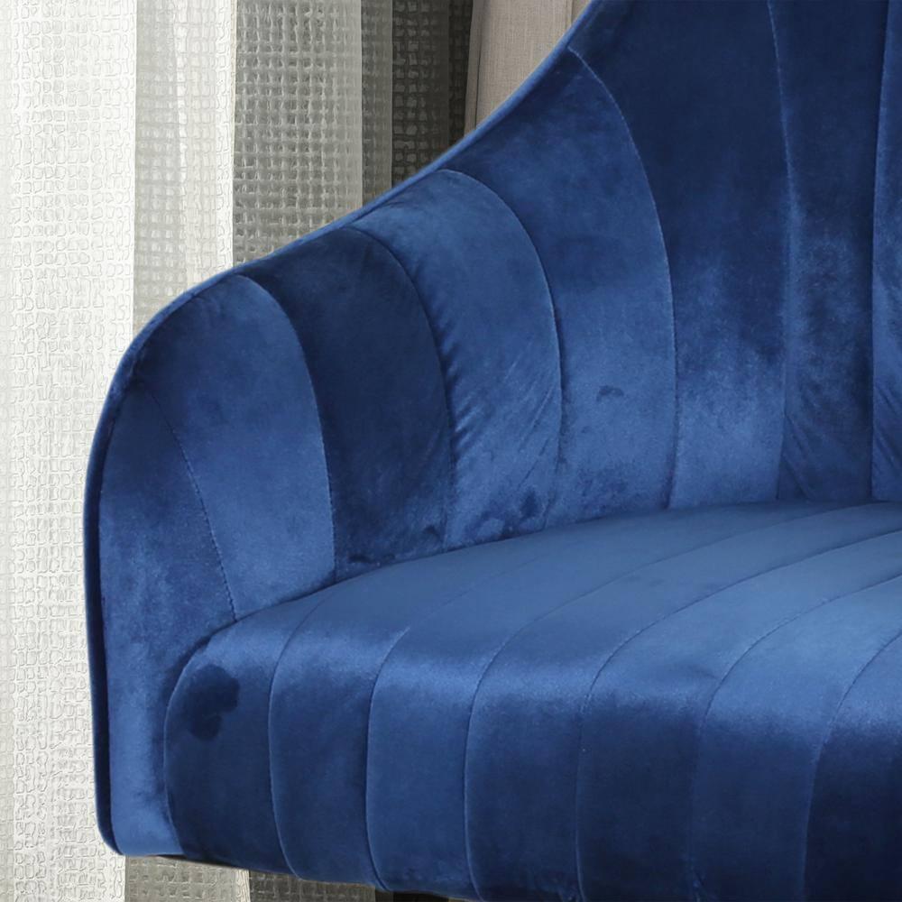 Noble House Lylah Glam Velvet Home Office Chair with Swivel Base, Navy Blue and Silver Finish