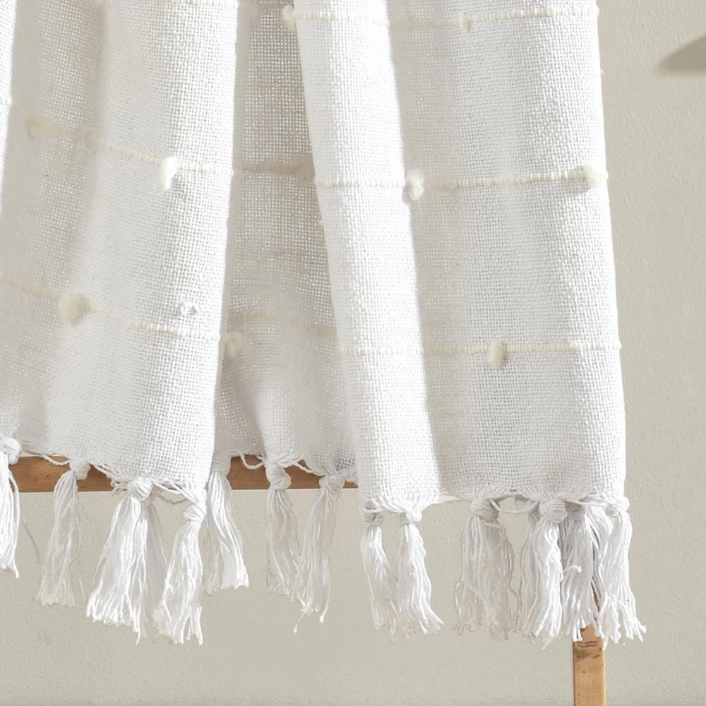 50"x60" Boho Tufted Cotton Woven Tassel Throw Blanket with Fringes White - Lush Décor: Lightweight, Cozy, Machine Washable