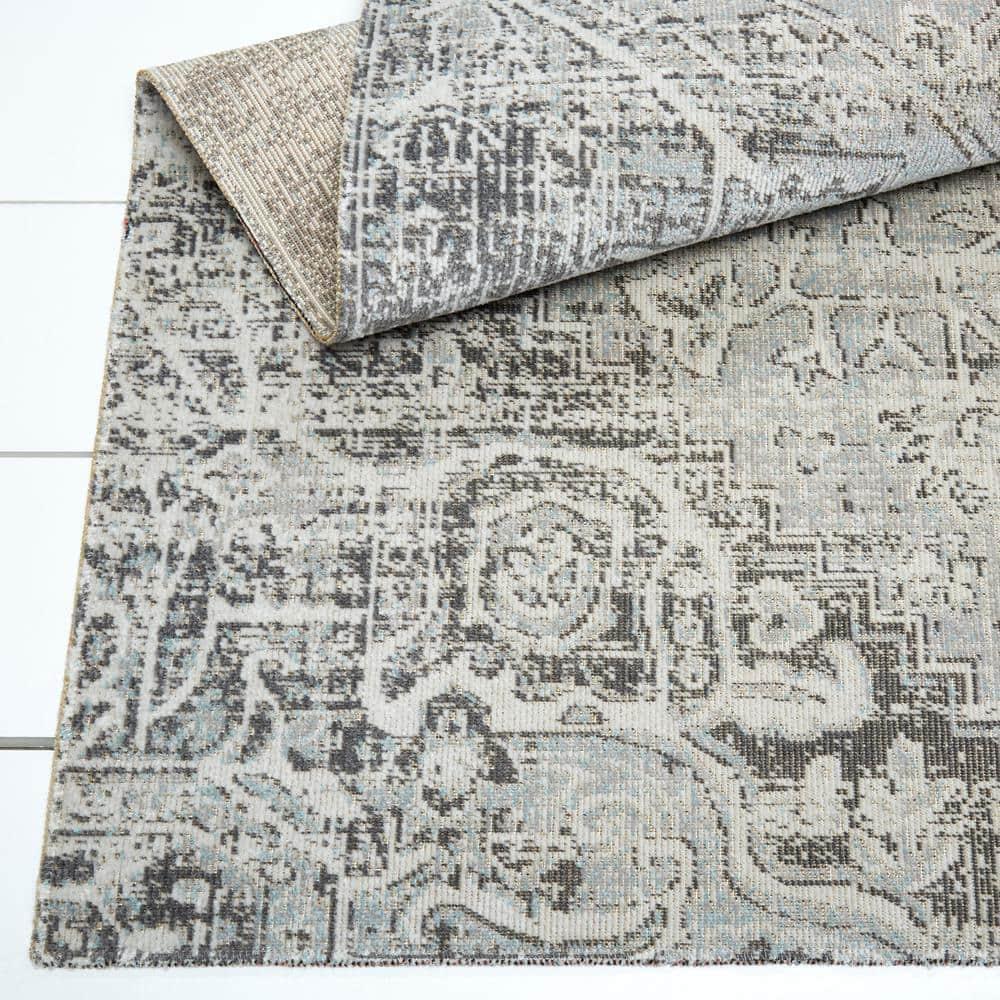 Nicole Miller New York Patio Sofia Medallion Indoor/Outdoor Area Rug, Light Grey/Dark Grey