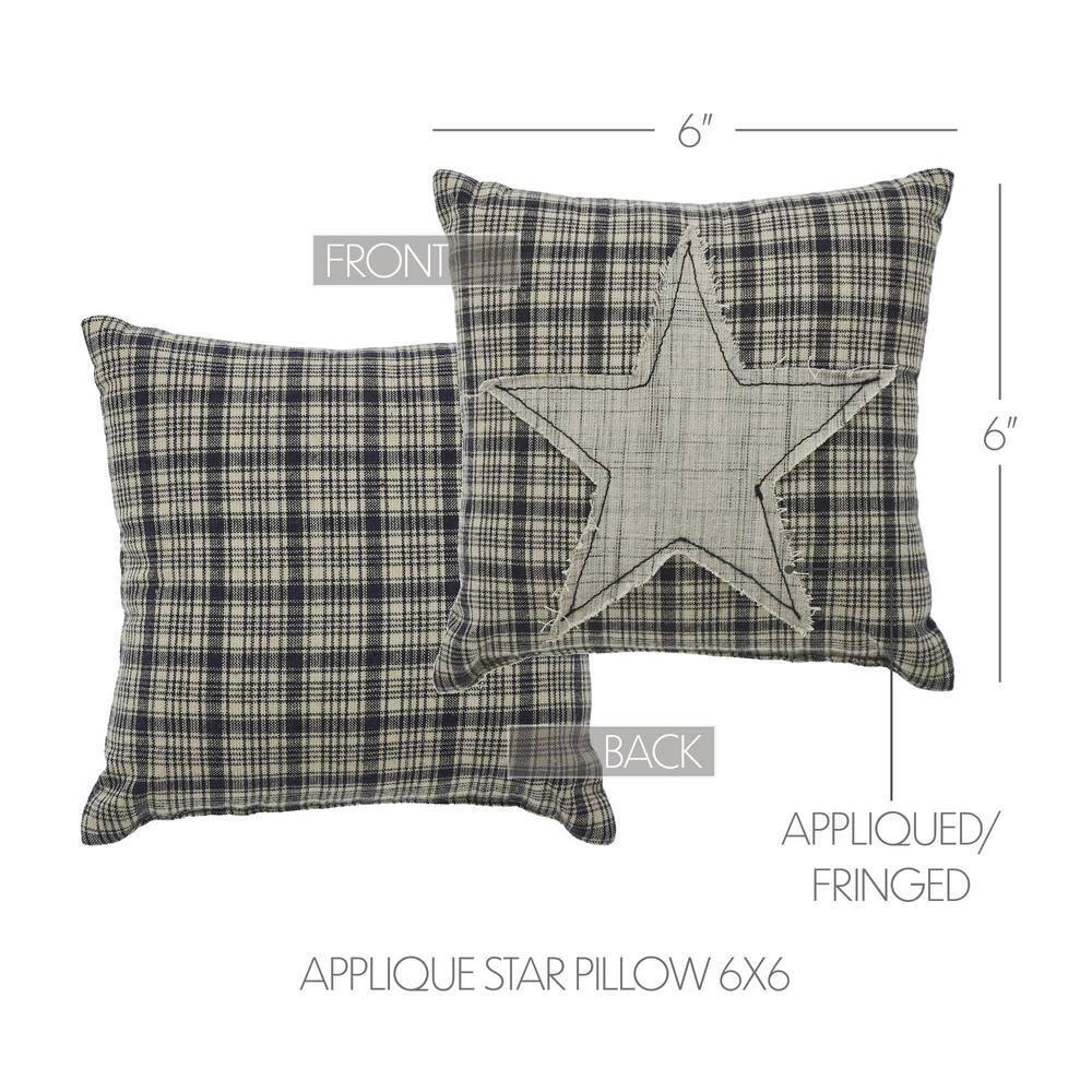 VHC Brands My Country Applique Star Pillow 6x6, Cotton Pillow With Polyester Pillow Fill, Decorative Throw Pillow, My Country Collection, Square 6x6, Navy