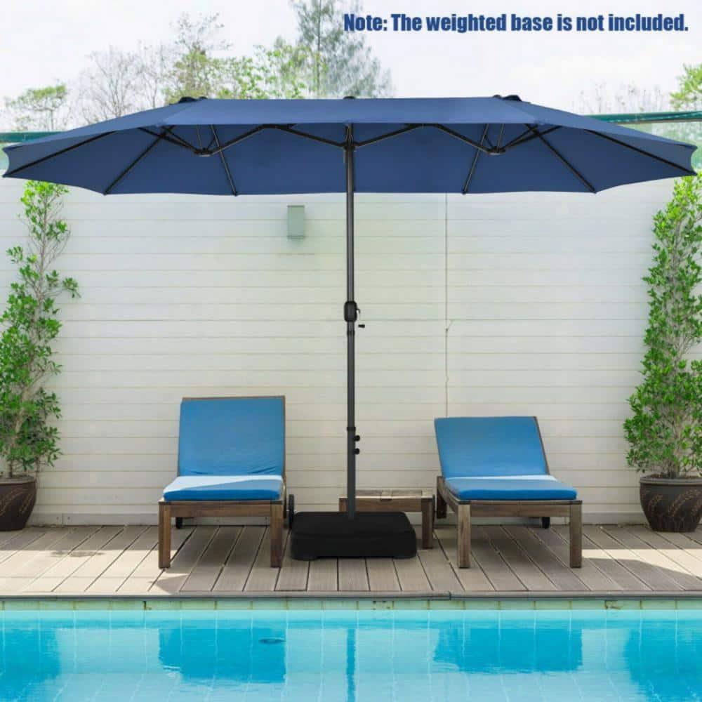 Costway 15FT Patio Double-Sided Umbrella Crank Outdoor Garden Market Sun Shade Navy