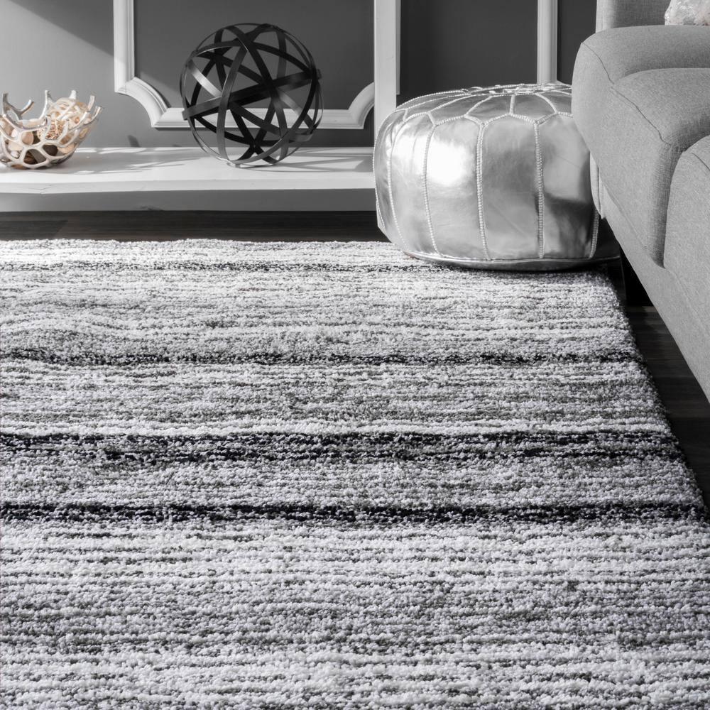 nuLOOM 5'x8' Drey Ombre Shag Area Rug Gray: Modern High Pile Tufted Rectangle, Indoor Polyester with Jute Backing