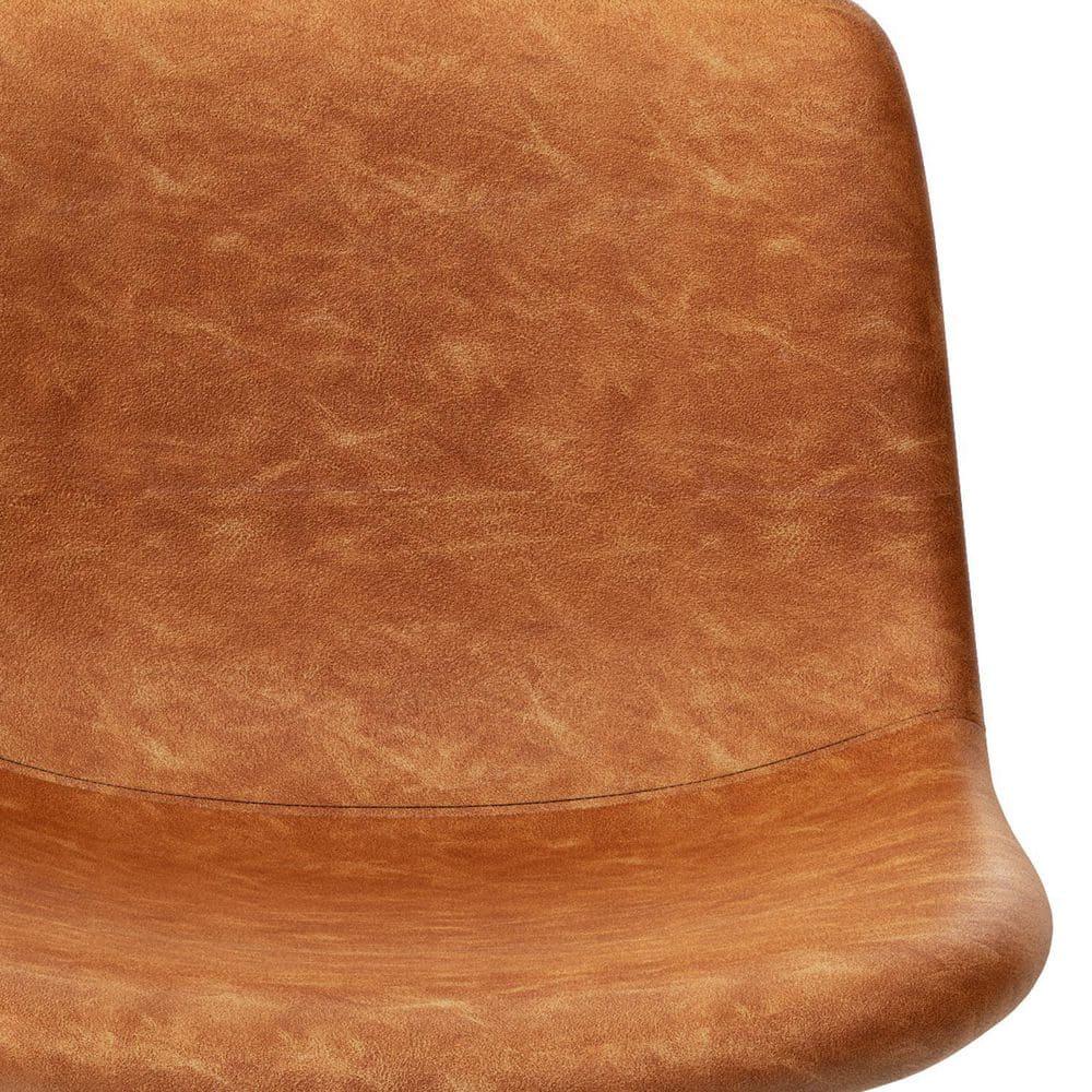 Simpli Home Jolie Upholstered Vegan Faux Leather Contemporary Counter Stool with Padded Bucket Seat and Footrest (Set of 2)