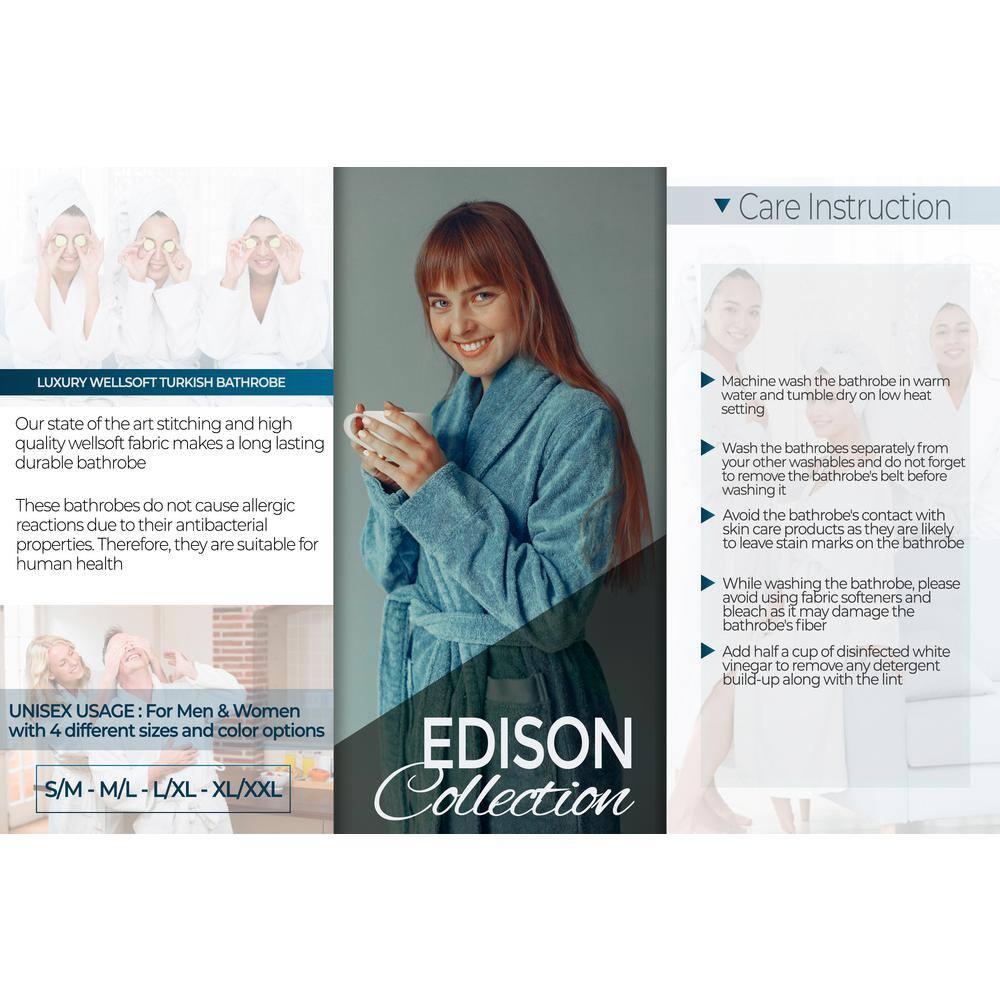 American Soft Linen Warm Fleece Bathrobe, Mens and Womens Robes, 1 Piece Shawl Collar  Adult Matching Couple Robes for your Bathroom, Small, Black