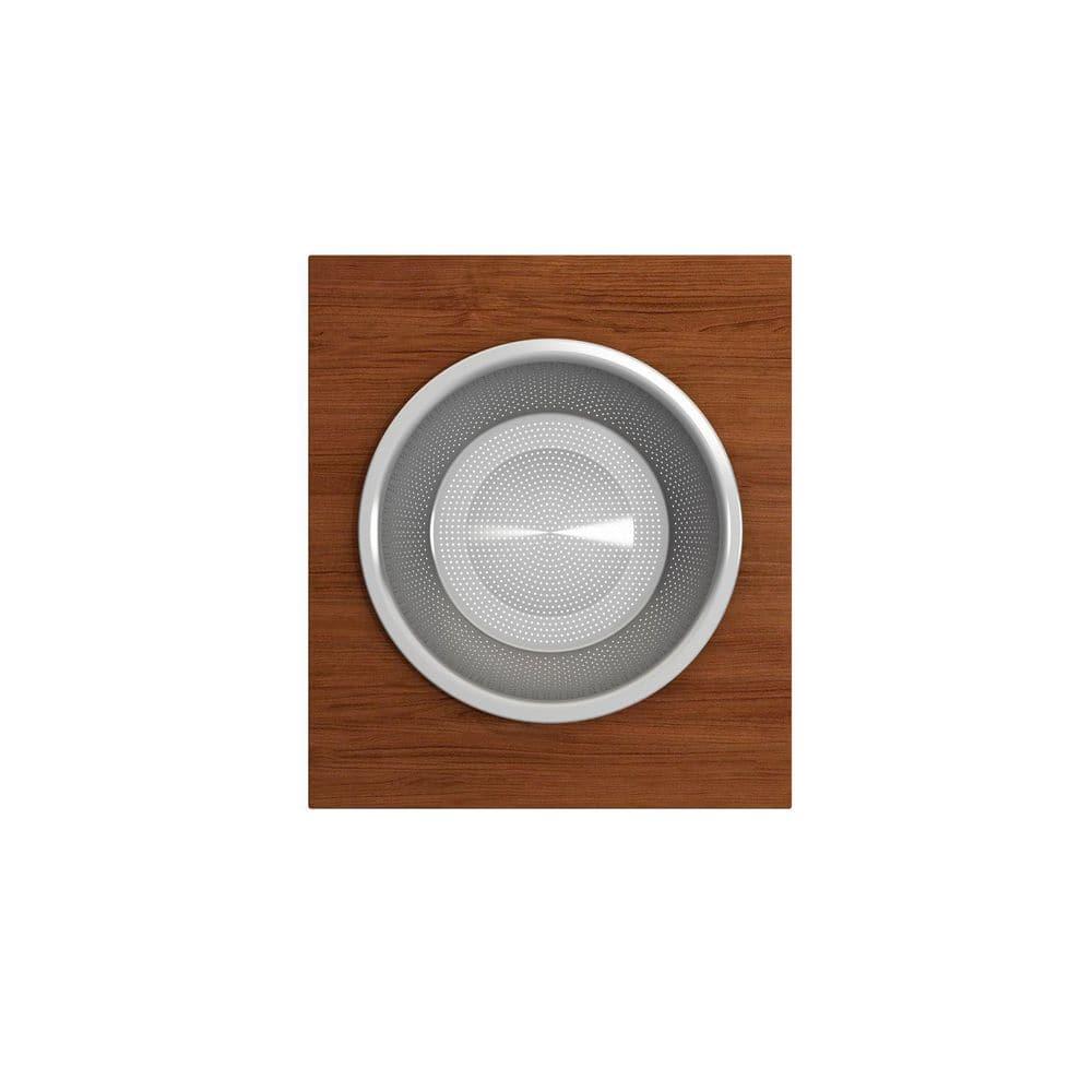 BOCCHI Wood Board With Large Round Stainless Steel Mixing Bowl And Colander F/1344, 1348, 1360, 1362, 1504, 1505, 1506 (Short Side Only), 1627, 1628