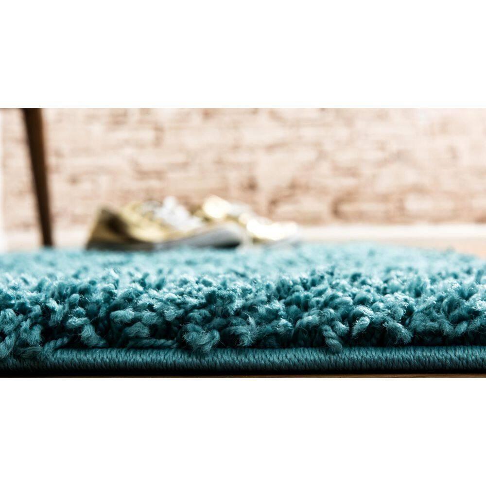 Unique Loom 2' 2 x 6' 7 Solid Shag Deep Aqua Blue Area Rug