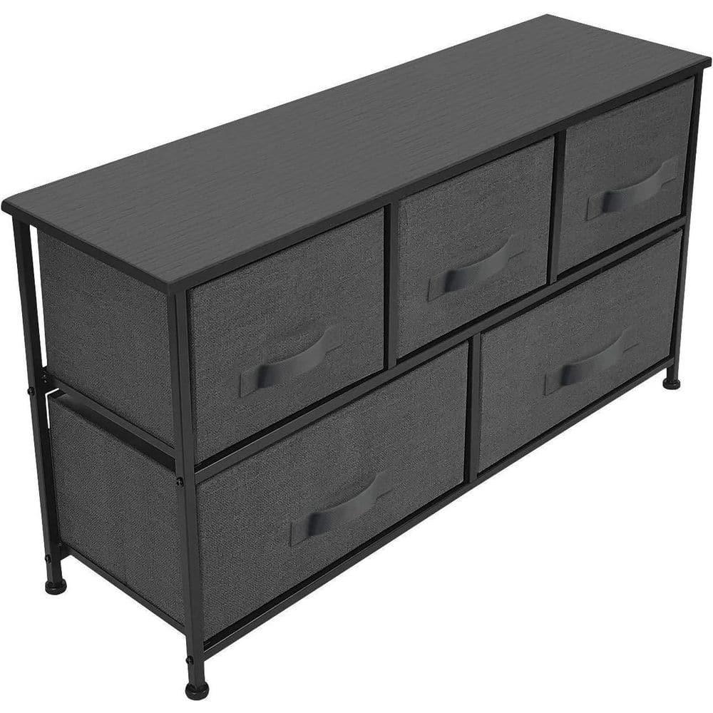 Sorbus Sorbus Dresser with 5 Drawers with Steel Frame, Wood Tops, and Fabric Bins