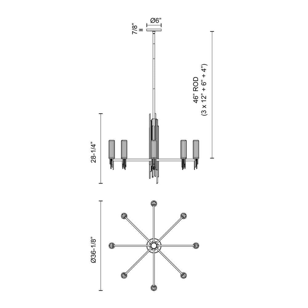 Torres 8 - Light Modern Linear Chandelier