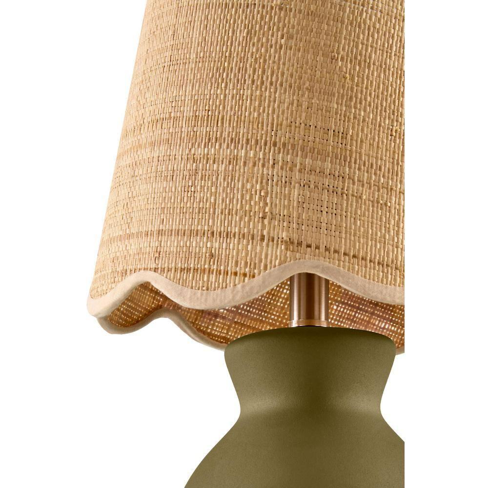 Livabliss Stella Diminuta Cottage Accent Table Lamp, 15-inch, Green with Beige Shade