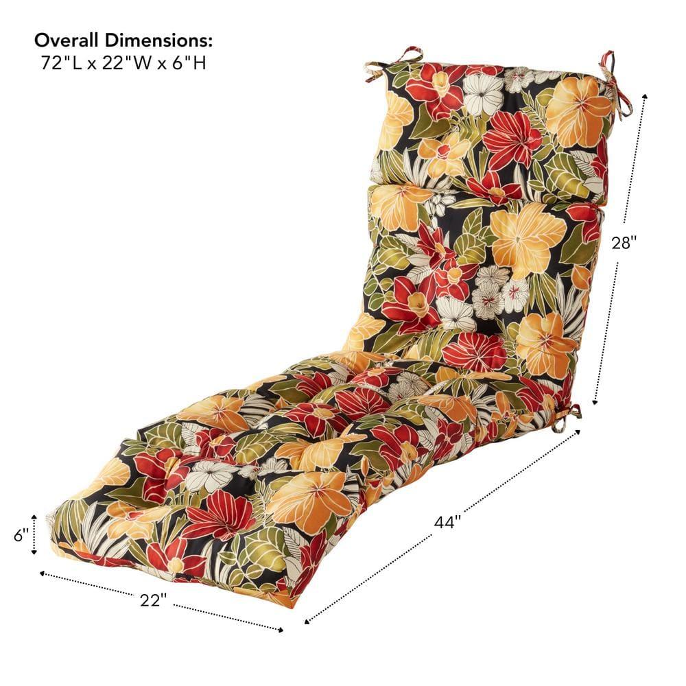 Greendale Home Fashions Aloha Black 72 x 22 in. Outdoor Chaise Lounge Chair Cushion