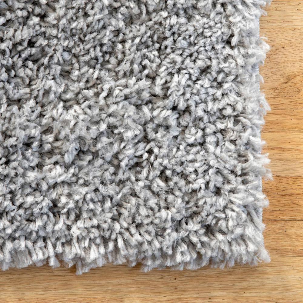 Nuloom Kara Solid 8 Round Shag Indoor Area Rug for Living Room Bedroom Dining Room Nursery, Grey/Ivory