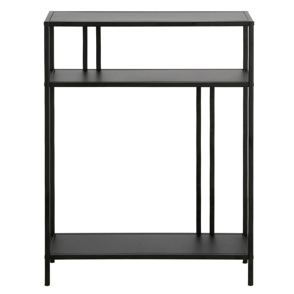 Evelyn&Zoe Cortland 22" Wide Rectangular Console Table with Metal Shelves, Blackened Bronze