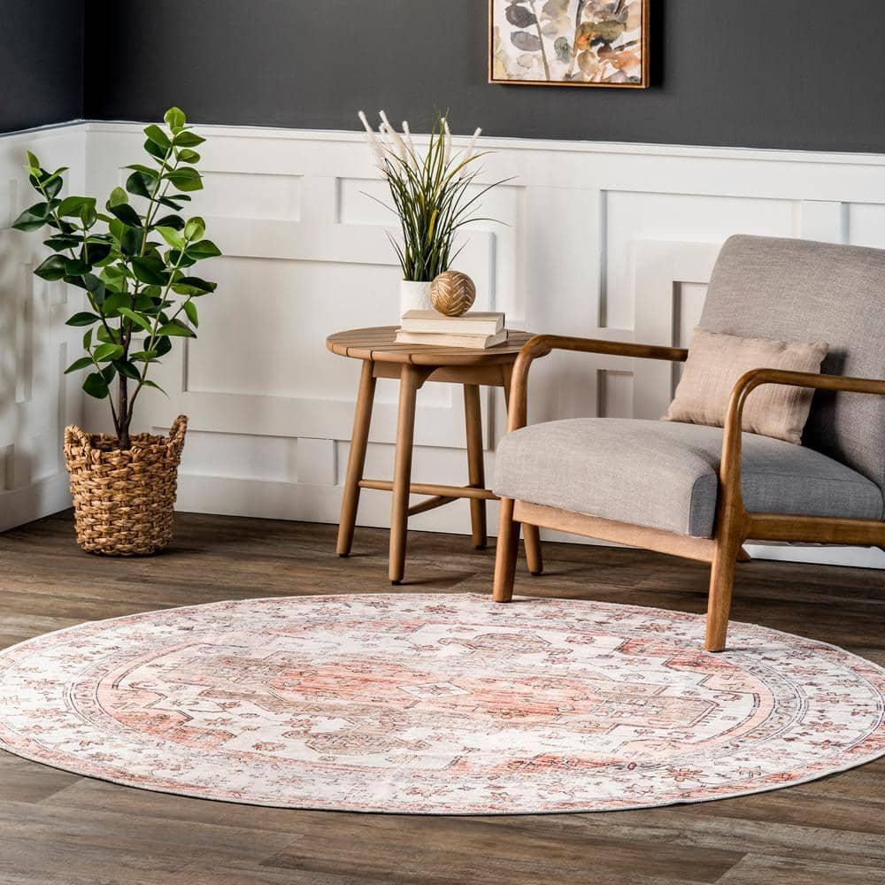 nuLOOM Banks Vintage Machine Washable Area Rug, 6', Beige