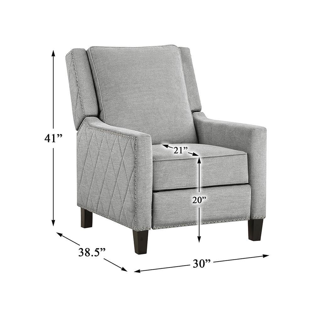 Lexicon Banks Fabric Upholstered Push Back Recliner in Gray Color