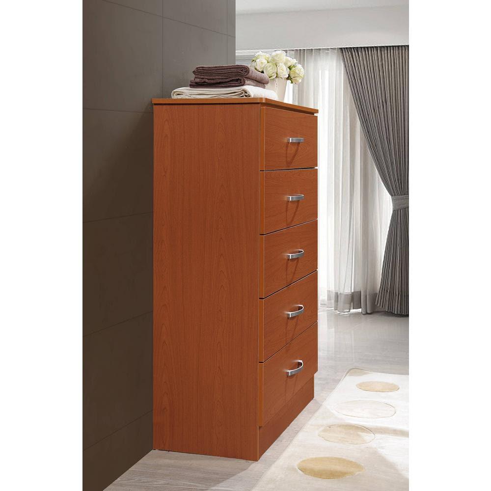 Hodedah 5-Drawer Chest in Cherry