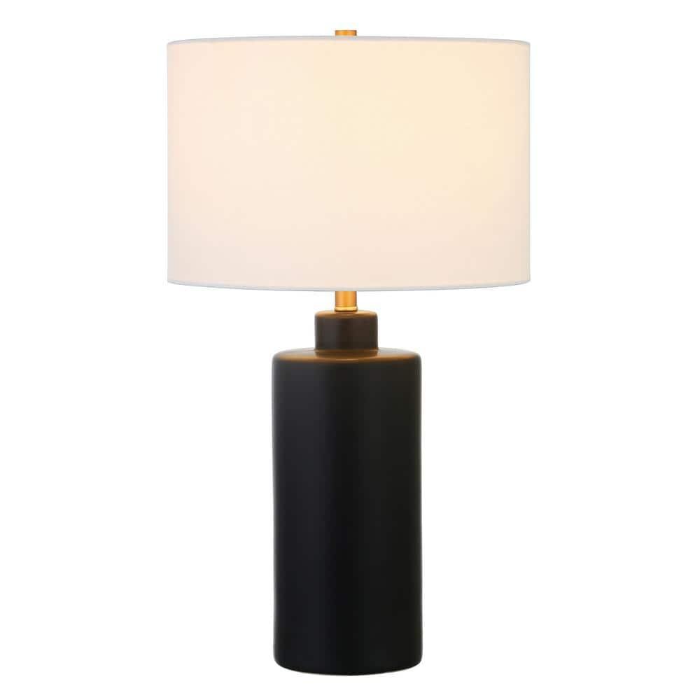 Evelyn&Zoe 25" Contemporary Ceramic Table Lamp with White Drum Linen Shade