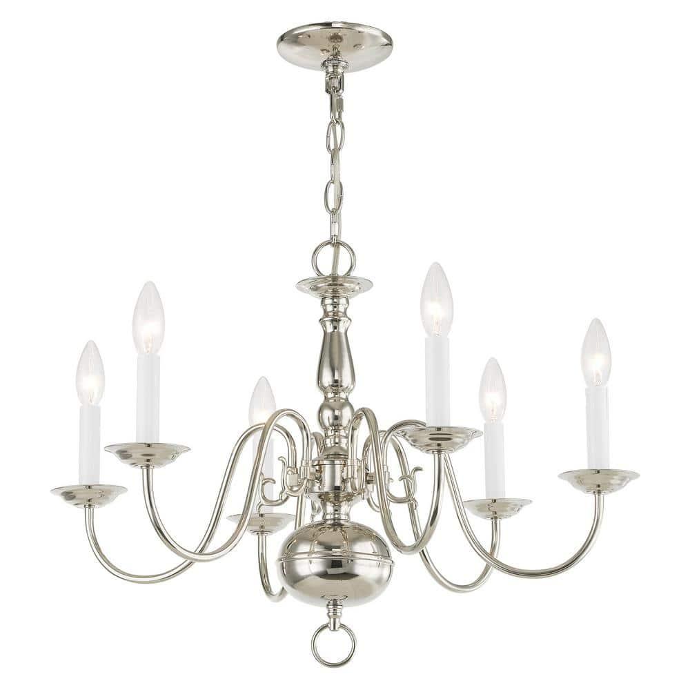 Livex Lighting Williamsburgh Chandelier in Polished Nickel