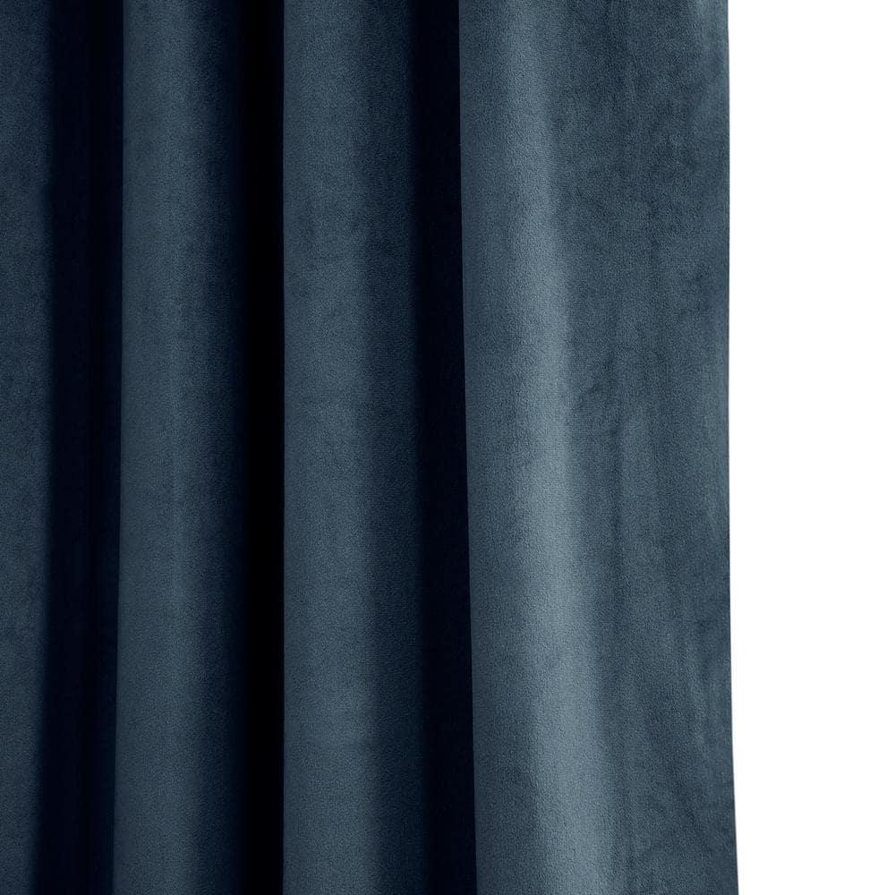 Half Price Drapes Signature Midnight Blue French Pleat Velvet Blackout Curtains(1 Panel), 50WX 120L