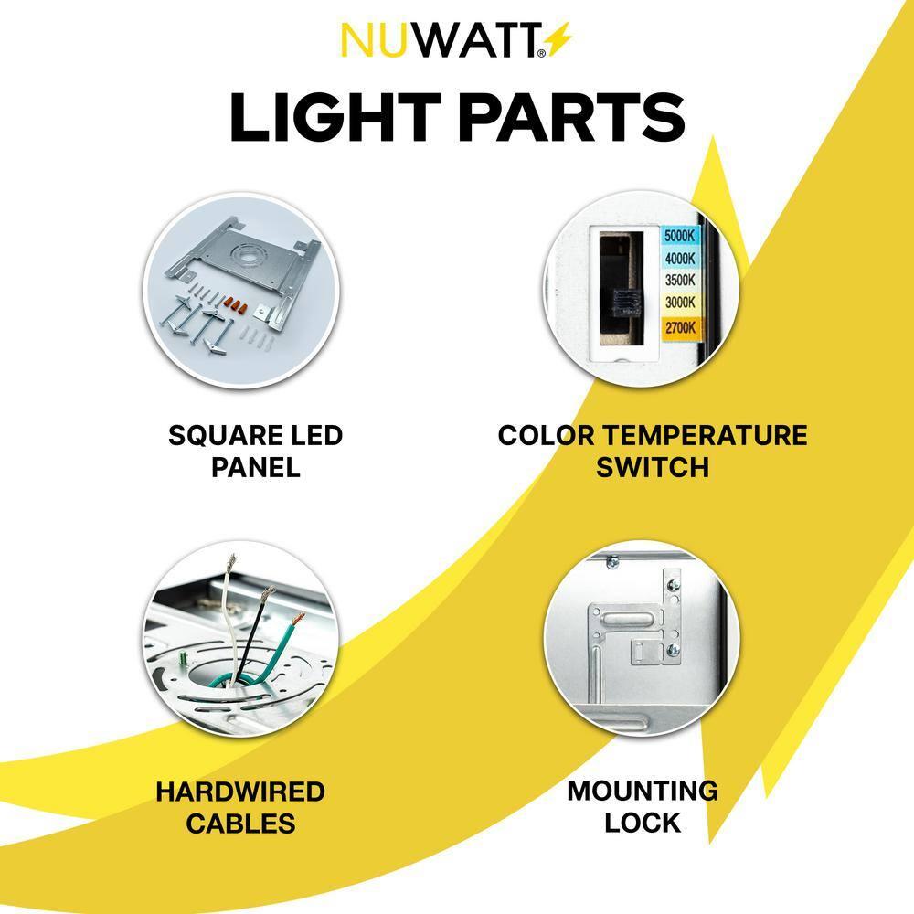 NUWATT NUWATT 4 Pack 1x4 LED Drop Ceiling Flat Panel Troffer Light, Wattage & Color Selectable 40W/30W/20W, CCT 3000K/3500K/4000K/5000K/6500K, 4400LM, 0-10V Dimmable Backlit Fixture, 120V-277V, ETL Listed