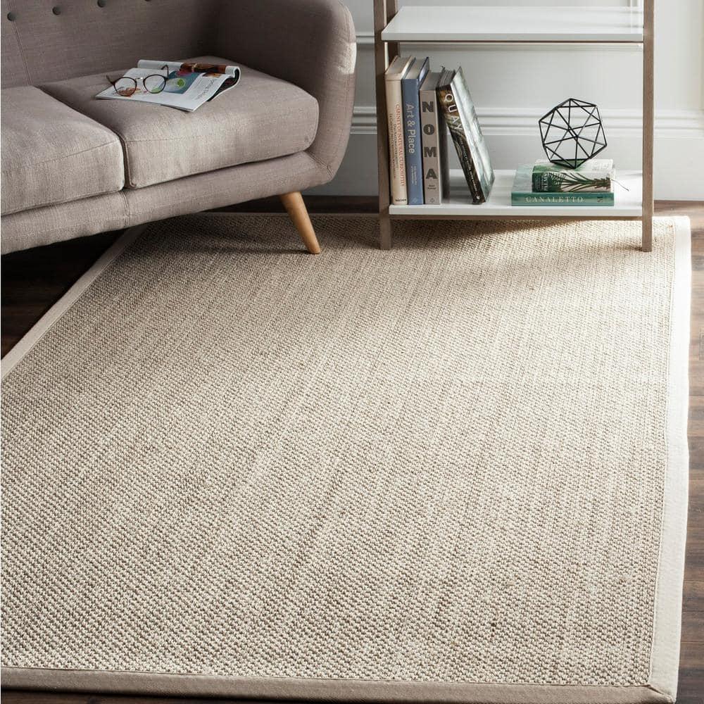 SAFAVIEH Natural Fiber Kentigern Border Seagrass Area Rug, Marble/Beige, 2'6" x 4'