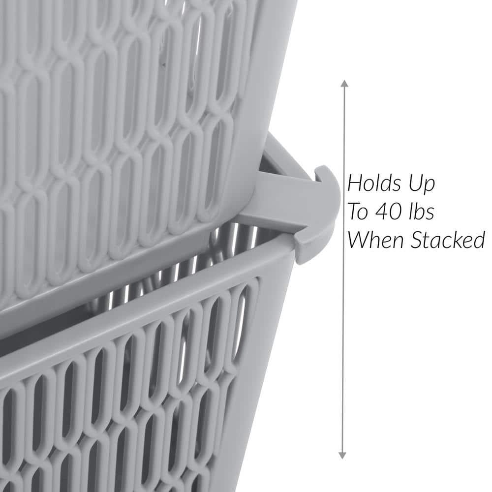 Simplify Slide 2 Stack It 2 Pack Plastic Storage Basket in Grey