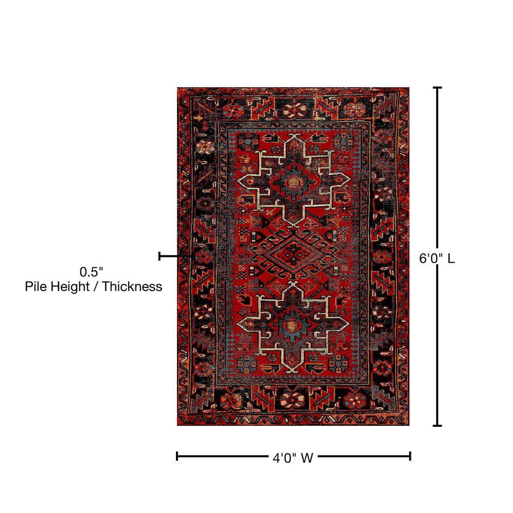 Vintage Hamadan VTH229 Power Loomed Area Rug - Red/Black - 4'x6' - Safavieh.