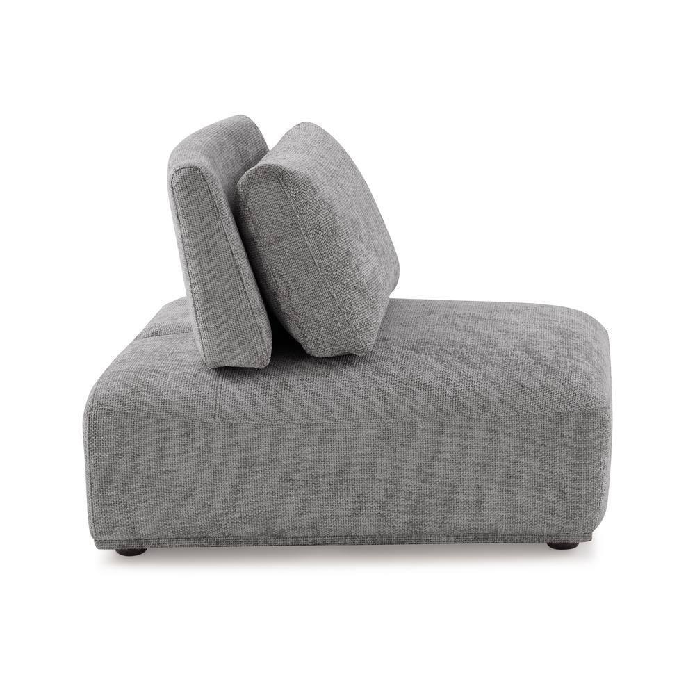HOMES: Inside + Out Povoa Modern Modular Trapezoidal Armless Chair Chenille with Extendable Backrest Gray