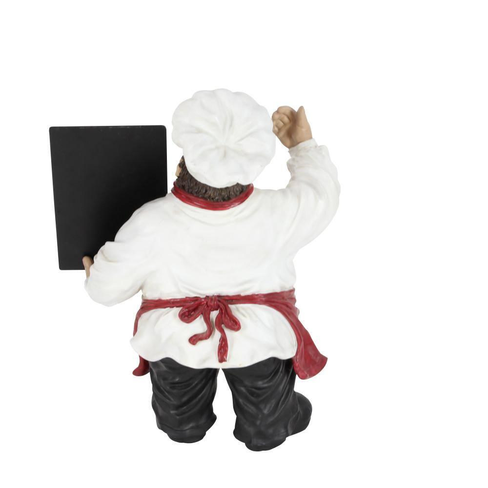 15" x 19" Multi Colored Polystone Chef Sculpture with Chalkboard, by DecMode