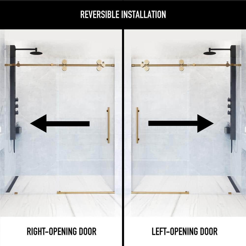 Elan 56-60" W x 74" H Sliding Frameless Shower Door with 3/8" Clear Glass