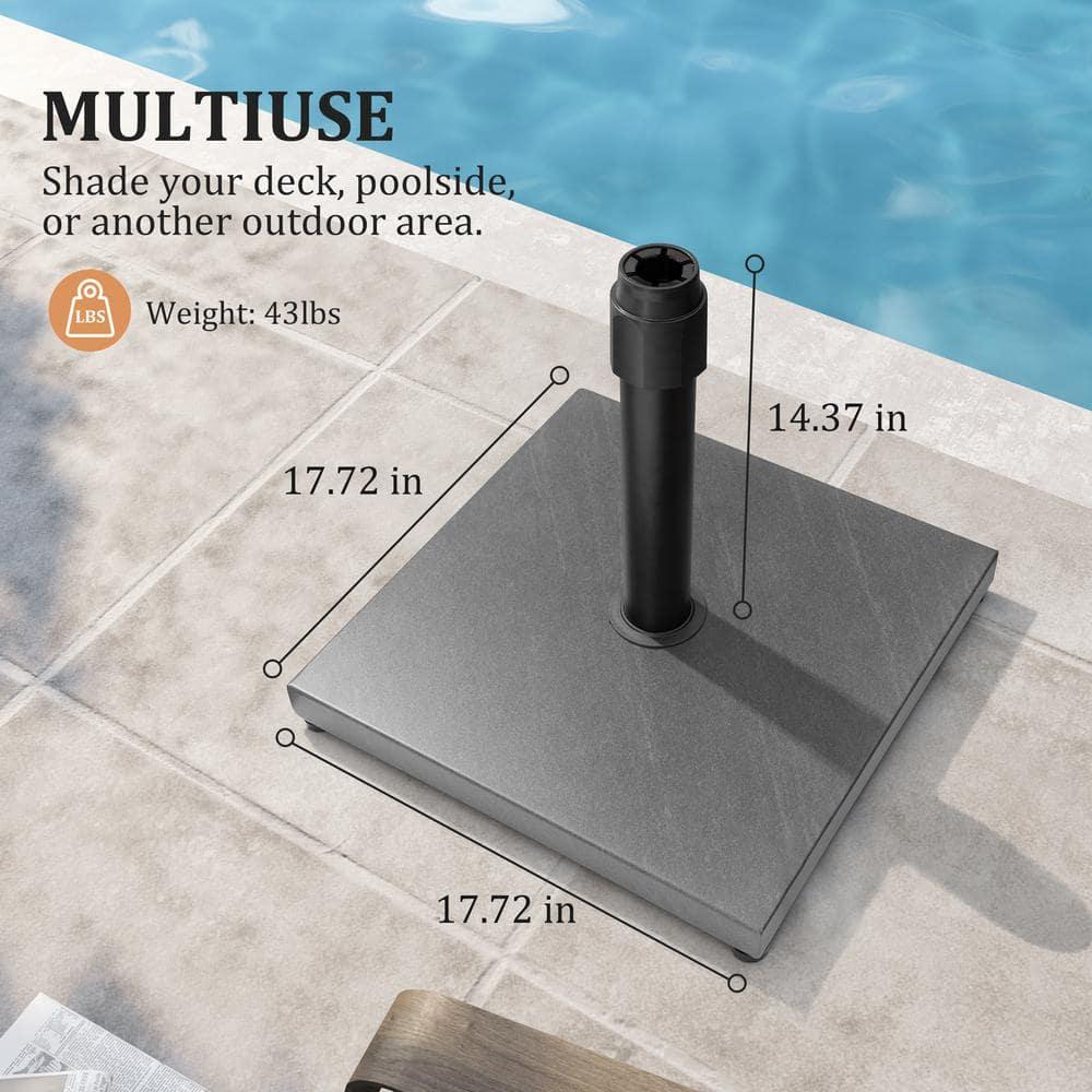 45lbs Patio Umbrella Base - Heavy Duty Outdoor Patio Market Umbrella Stand for Deck, Poolside, Balcony, Wind-Resistant Design, Grey