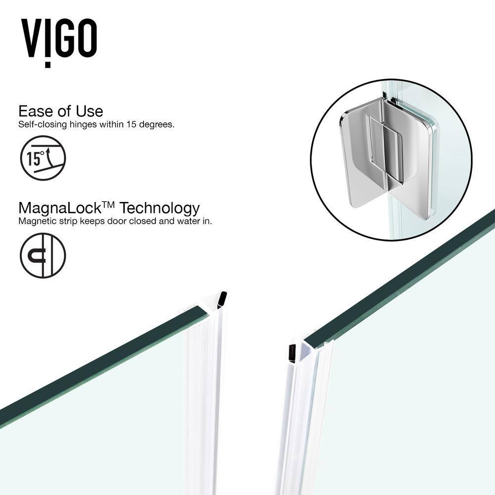 Piedmont 36" W x 36" D x 73" H Hinged Frameless Shower Enclosure with 3/8Clear Glass