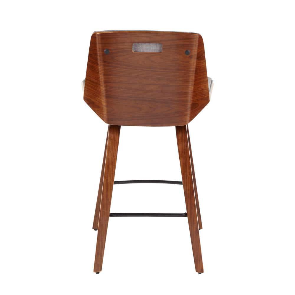 Corazza Mid Century Modern Counter Height Barstool Light Gray - LumiSource: Upholstered Seat, Wood Legs