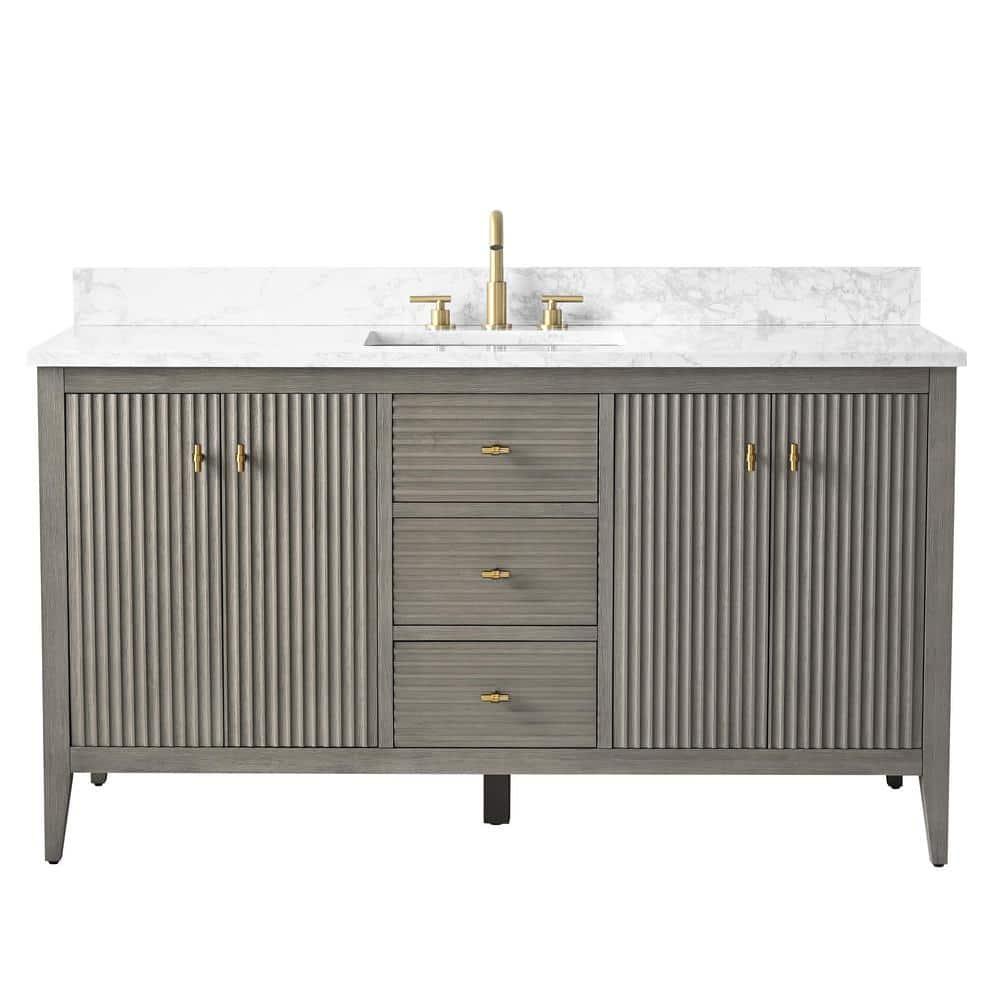 60'' Single Bathroom Vanity with Engineered Marble Top