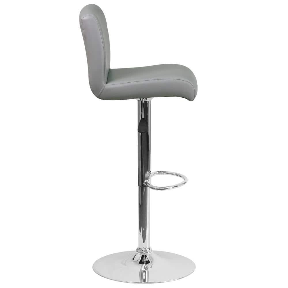 Flash Furniture Contemporary Vinyl Adjustable Height Barstool with Rolled Seat and Chrome Base