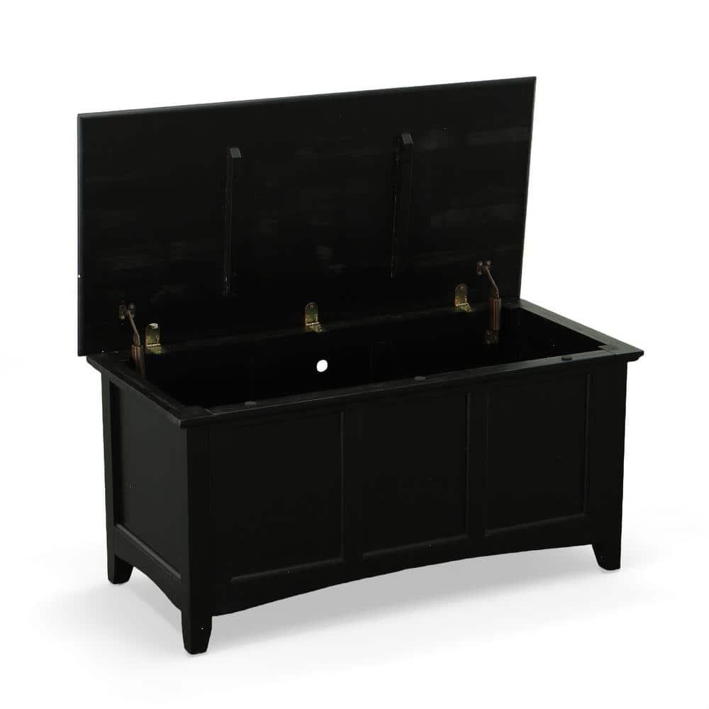Carolina Living Veranda Storage Chest Black: Modern Design, Bedroom Linen & Sheet Organizer, Wood Frame