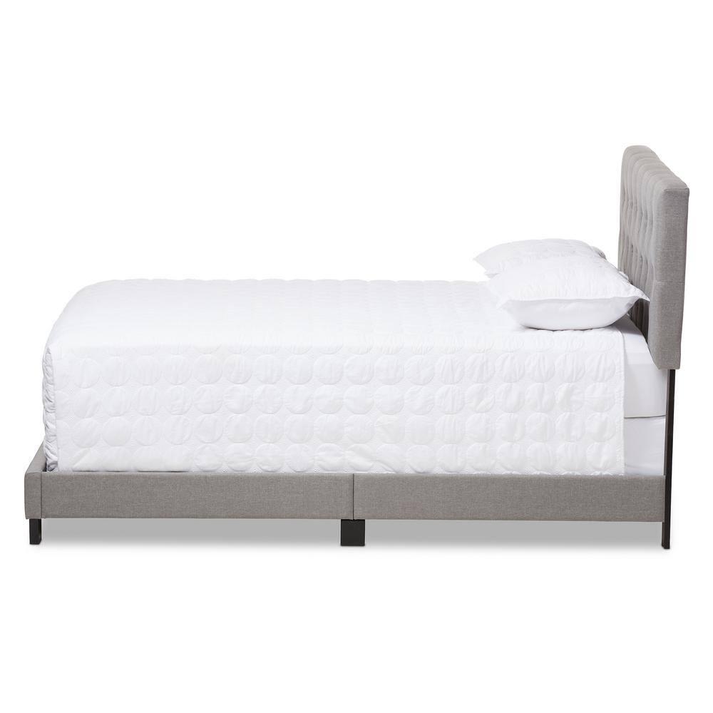 Queen Cassandra Modern and Contemporary Fabric Upholstered Bed Light Gray - Baxton Studio