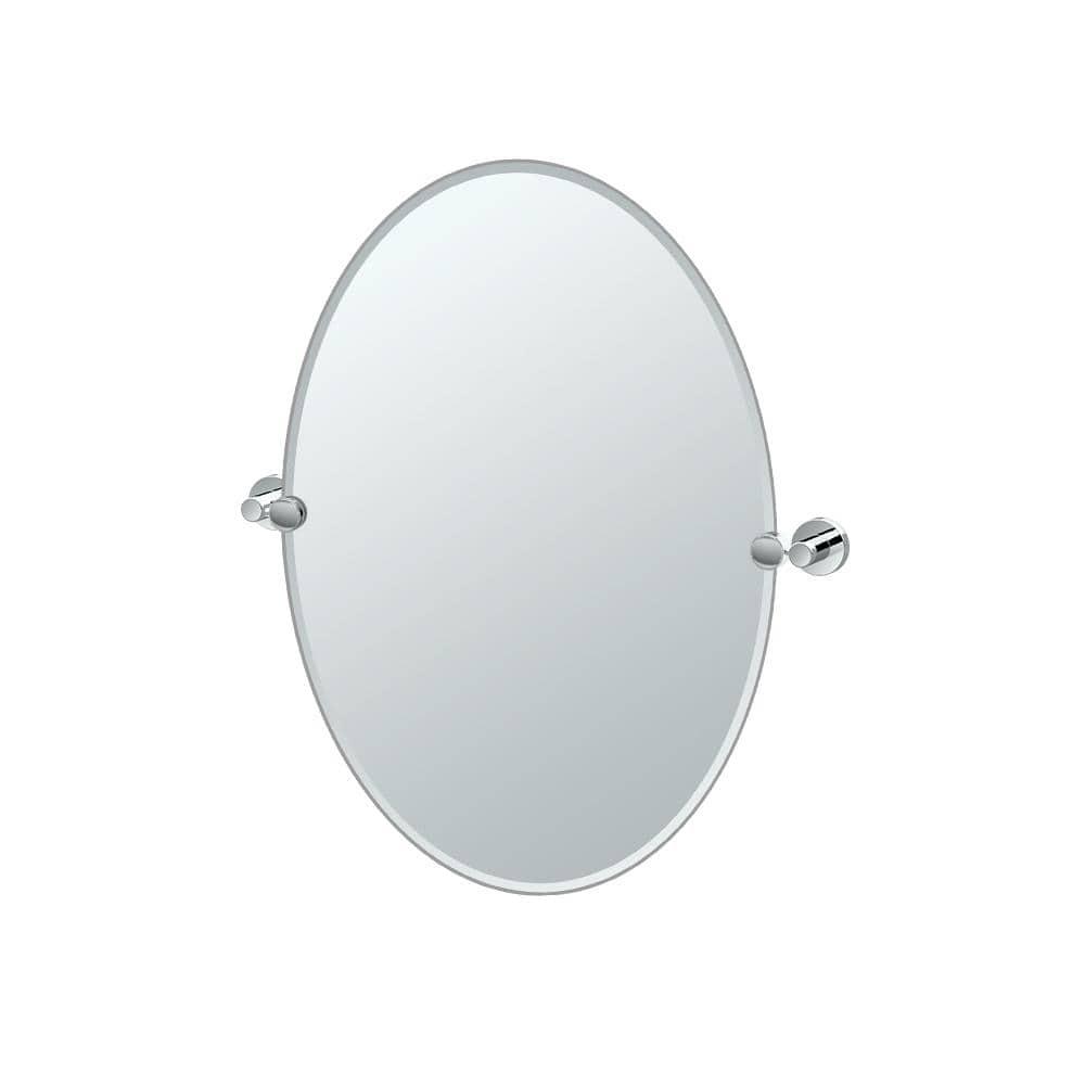 Glam Modern & Contemporary Bathroom Vanity | 26.50"H Frameless Oval Mirror