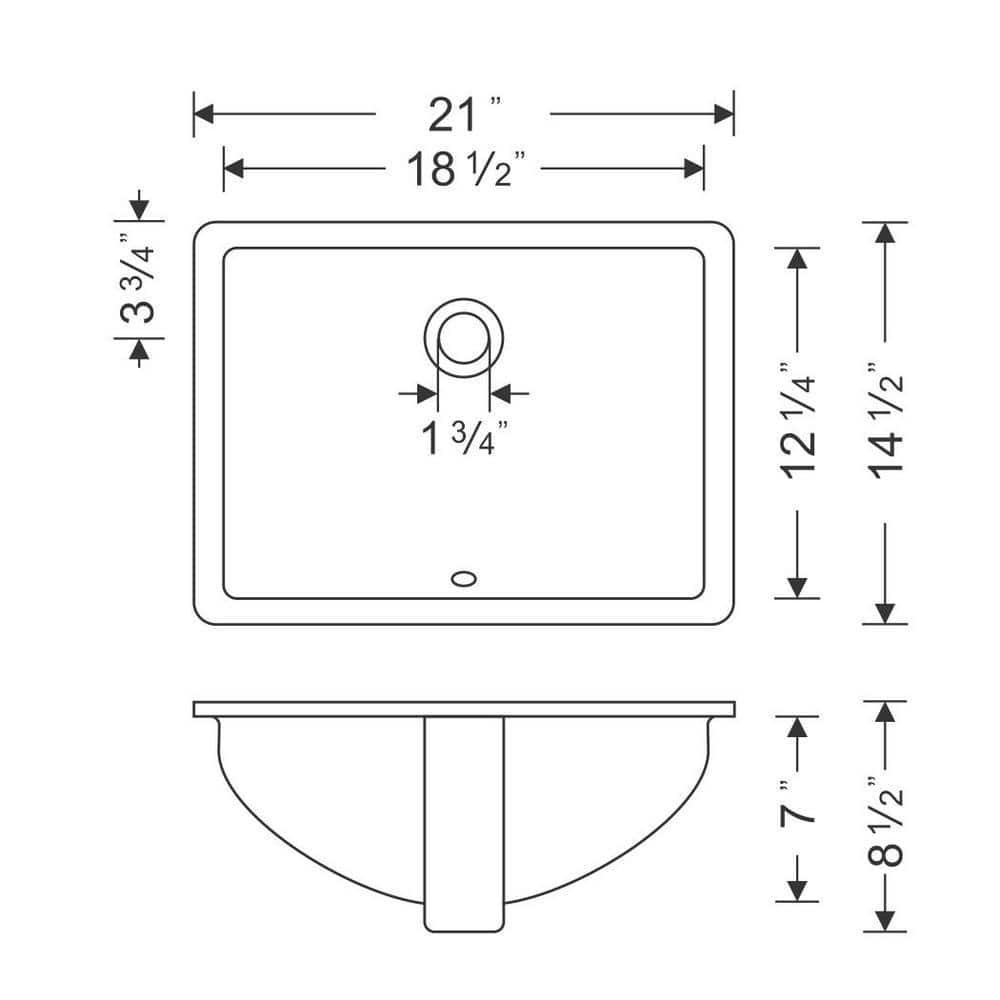 Wells Sinkware Rhythm Series 14.5'' Ceramic Rectangular Bathroom Sink with Overflow