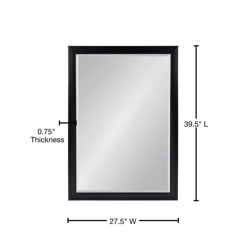 28" x 40" Bosc Framed Wall Mirror Black - DesignOvation: Modern Rectangular Decor, No Assembly Required
