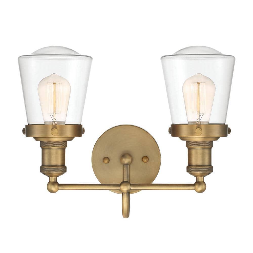 Designers Fountain Taylor 2 Light Old Satin Brass Bathroom Vanity Light Fixture, 69502-OSB