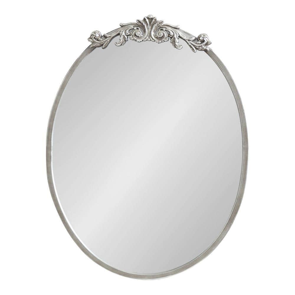 Kate & Laurel All Things Decor 18"x24" Arendahl Traditional Vertical Oval Wall Mirror Silver: No Assembly, Metal Frame, Wall Mounted