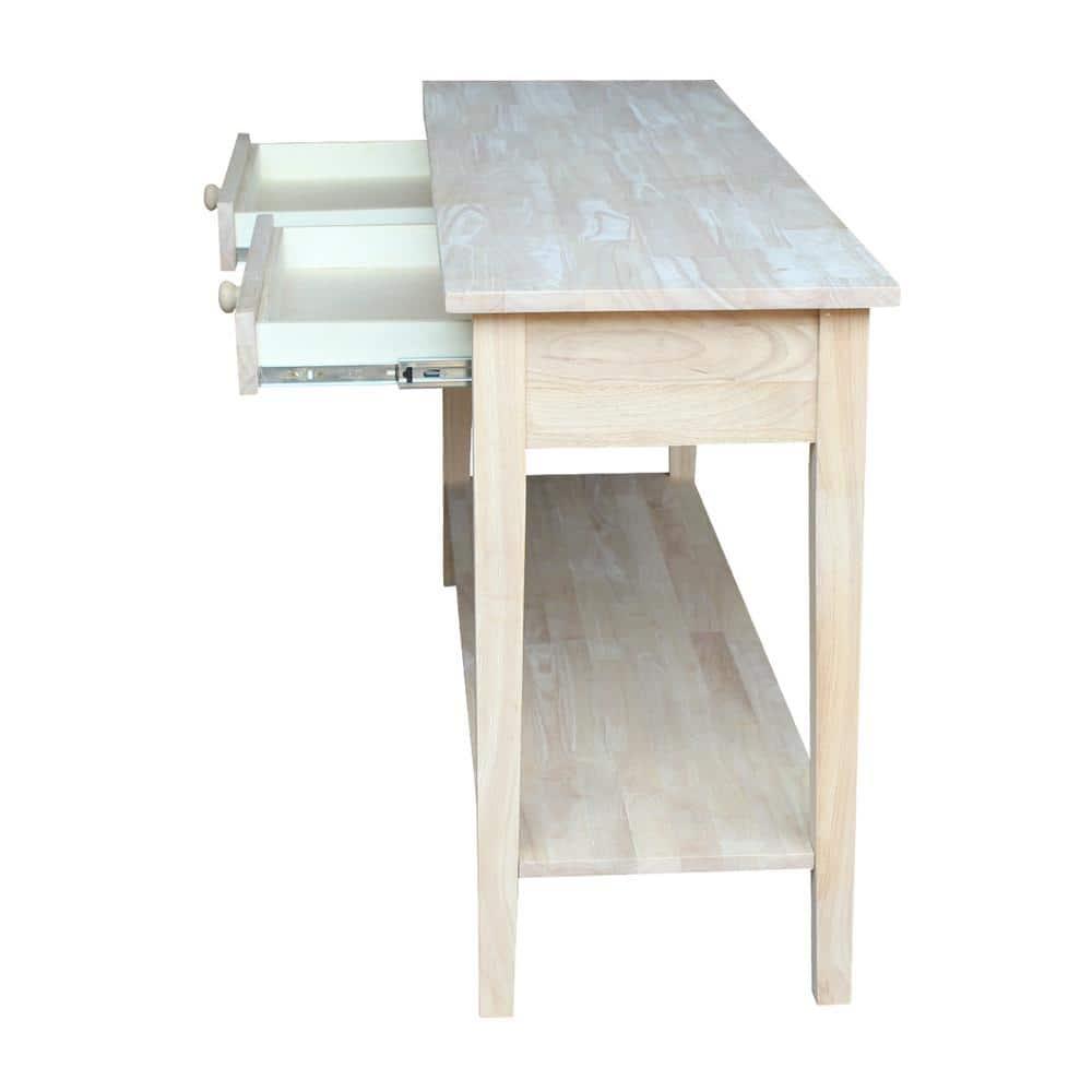 60" Spencer Extended Length Console Server Table Light Brown - International Concepts: Hardwood Foyer Storage