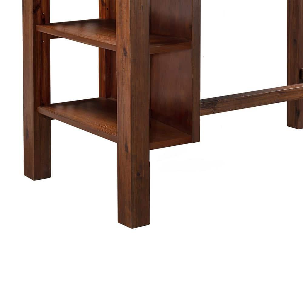 Rectangular Brittany Bar Table with Storage Shelves, Acacia Wood - Boraam: 3-Tier, Rustic Style