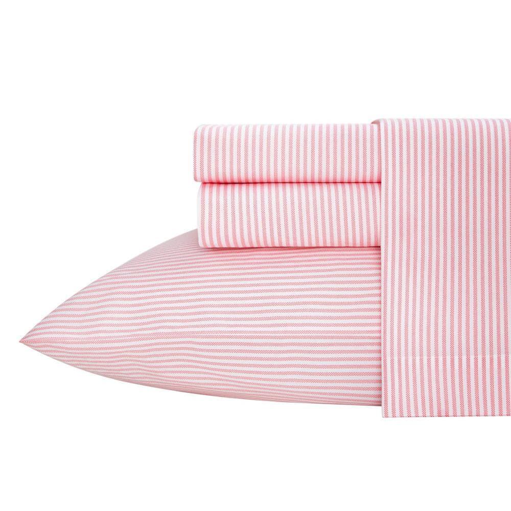 Poppy & Fritz Oxford Stripe 100% Cotton Percale- 3 Piece- Sheet Set  White- Twin Xl