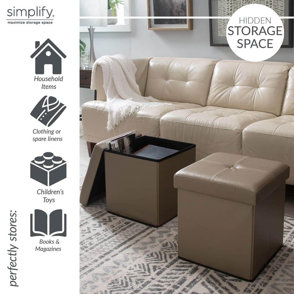 Simplify Luxora Faux Leather Ottoman