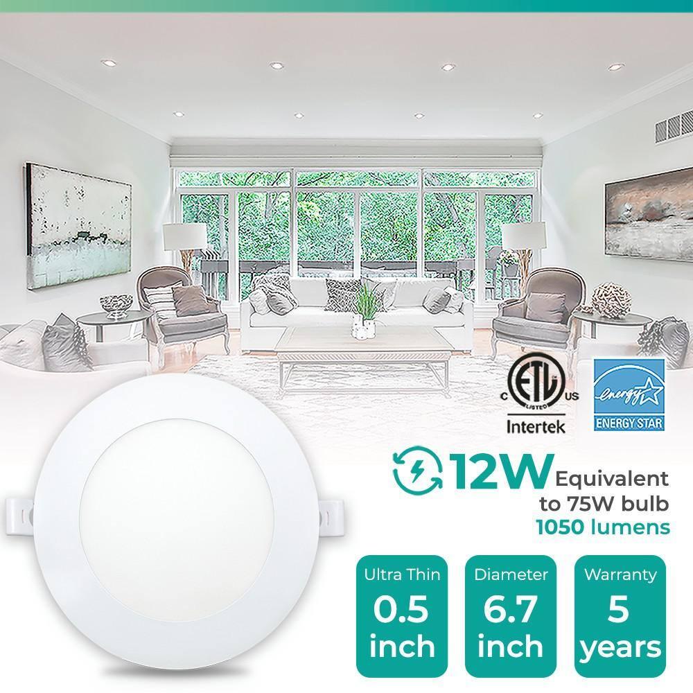 6" Slim Recessed LED, 12W, 2700K Soft White, Dimmable