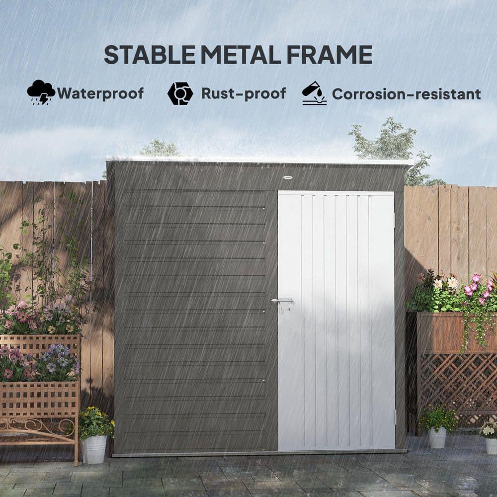 Outsunny 6' x 4' Outdoor Storage Shed, Metal Garden Shed with Lockable Door and Gloves, Tool Shed for Backyard Garden Patio Lawn