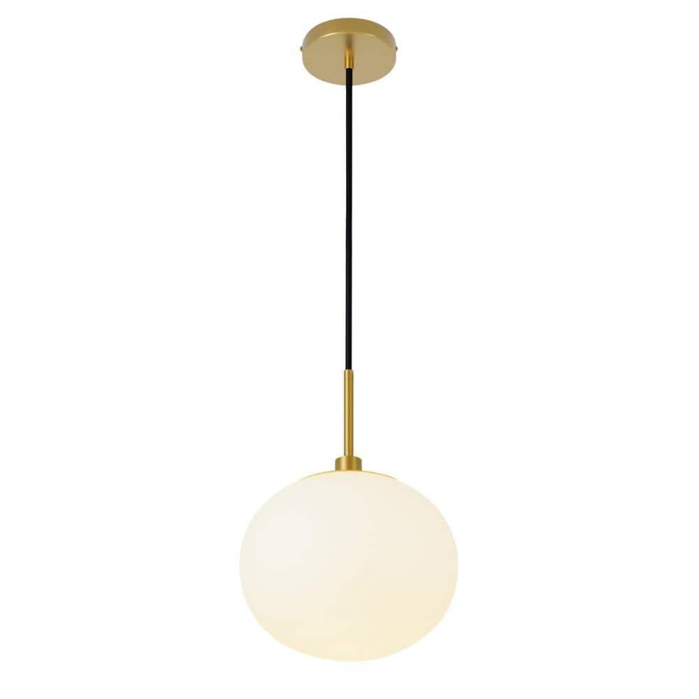 Modern Gold Kitchen Island Chandelier, Milky White Globe Shade Farmhouse Industrial Pendant Light Fixture