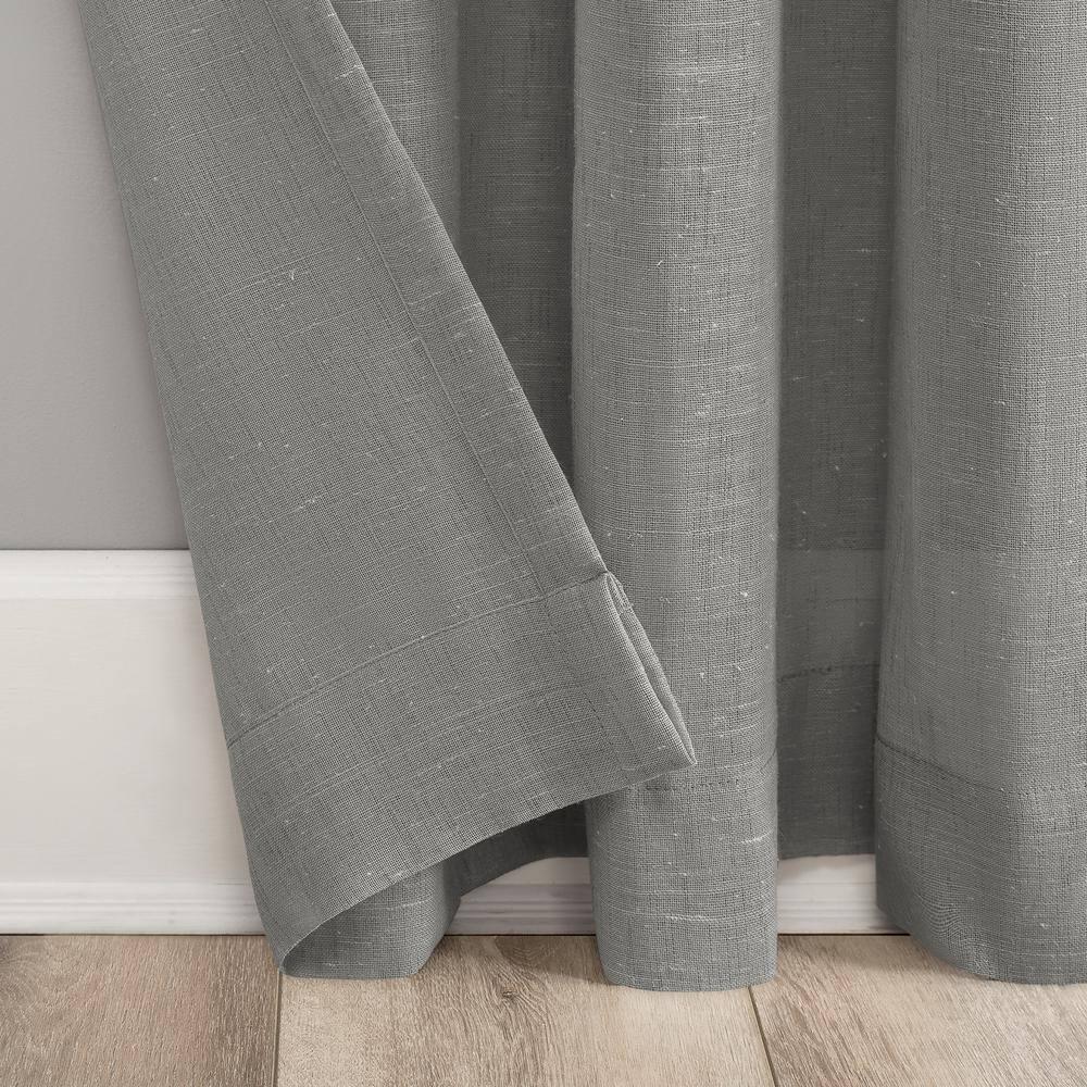 63"x52" Slub Textured Linen Blend Grommet Top Curtain Gray - Archaeo: Light Filtering Panel, Modern Indoor Decor